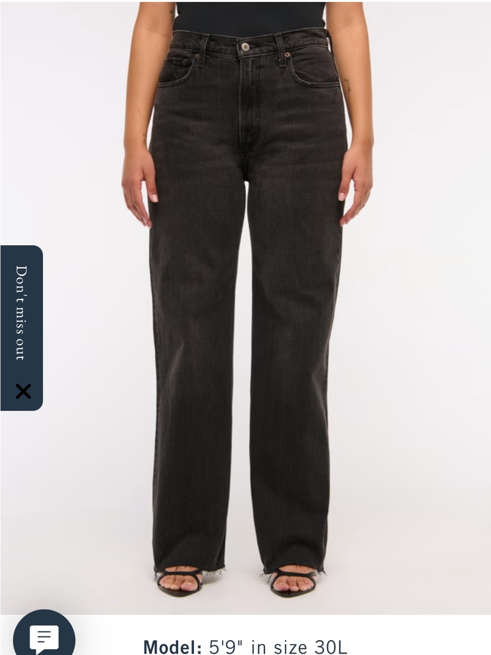 Abercrombie & Fitch Women's Straight Leg Jeans — Black Raw Hem
